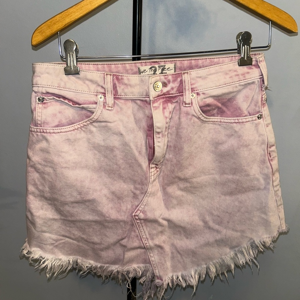 Twenty-Seven Light Pink Frayed Hem Jean Shorts